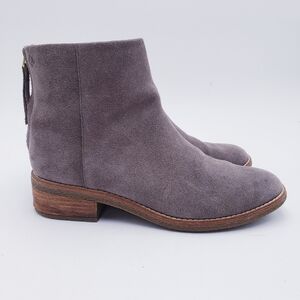 Sperry Womens 7.5 Maya Bell Gray Suede Ankle Boot Bootie Back Zip Low Heel‎